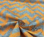 Linen Effect Orange Zigzag Pattern Fabric - Image 5