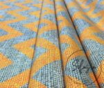 Linen Effect Orange Zigzag Pattern Fabric - Image 6