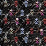 Marble Skull Patterned Drapery and Sofa Fabric