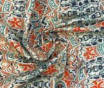 Mint-Orange Ethnic Patterned Fabric - Image 3