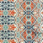 Mint-Orange Ethnic Patterned Fabric