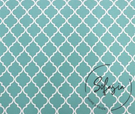 Mint White Color Moroccan Patterned Cushion Fabric