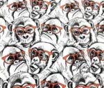 Monkeys with Glasses Pop Art Patterned Fabric - Image 3