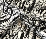 Monochrome Leaves Patterned Sofa and Curtain Fabric - Image 3