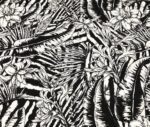 Monochrome Leaves Patterned Sofa and Curtain Fabric