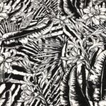 Monochrome Leaves Patterned Sofa and Curtain Fabric