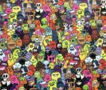 Monsters Pop Art Patterned Fabric