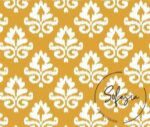 Mustard White Damask Patterned Fabric