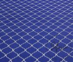 Navy Blue and White Moroccan Patterned Cushion Fabric - Image 4