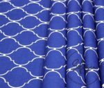 Navy Blue and White Moroccan Patterned Cushion Fabric - Image 6
