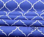 Navy Blue and White Moroccan Patterned Cushion Fabric - Image 7