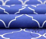 Navy Blue and White Moroccan Patterned Cushion Fabric - Image 8