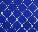 Navy Blue and White Moroccan Patterned Cushion Fabric - Image 9
