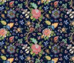 Navy Blue Background Blue Pink Floral Sofa Fabric