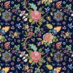 Navy Blue Background Blue Pink Floral Sofa Fabric