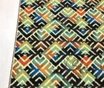 Navy Blue Orange Fabric - Image 3