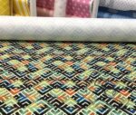 Navy Blue Orange Fabric - Image 4