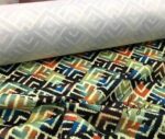 Navy Blue Orange Fabric - Image 5