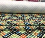 Navy Blue Orange Fabric - Image 6