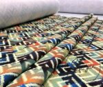 Navy Blue Orange Fabric - Image 7