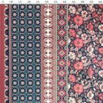 Navy Blue Pink Traditional Patterned Cover Fabric