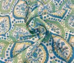 Ocean Blue Drop Damask Patterned Sofa Fabric