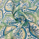 Ocean Blue Drop Damask Patterned Sofa Fabric