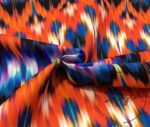 Orange Blue Ikat Fabric - Image 3
