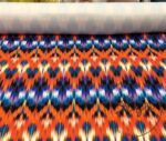 Orange Blue Ikat Fabric