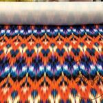 Orange Blue Ikat Fabric