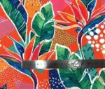 Orange Curtain and Sofa Fabric with Tropical Leaf Pattern - Image 3