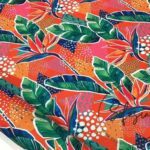Orange Curtain and Sofa Fabric with Tropical Leaf Pattern