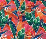 Orange Curtain and Sofa Fabric with Tropical Leaf Pattern - Image 4
