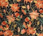 Orange Floral Sofa Fabric - Image 3