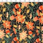 Orange Floral Sofa Fabric