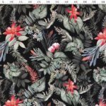 Orange Floral Tropical Pattern Fabric