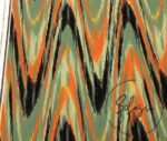 Orange Green Wavy Zigzag Patterned Ikat Fabric - Image 4