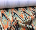 Orange Green Wavy Zigzag Patterned Ikat Fabric - Image 6