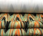 Orange Green Wavy Zigzag Patterned Ikat Fabric - Image 7