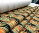 Orange Green Wavy Zigzag Patterned Ikat Fabric - Image 8
