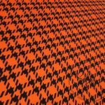 Orange Houndstooth Checked Fabric