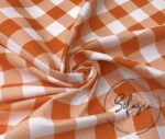 Orange Large Gingham Patterned Fabric - Image 3