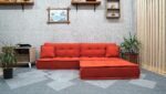 Orange Small Modular Sectional Floor Sofa, Moroccan Couch