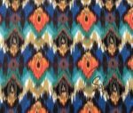 Orange Navy Blue Ikat Fabric