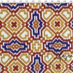 Orange Navy Blue Ikat Patterned Curtain and Sofa Fabric