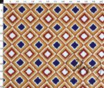 Orange Navy Blue Ikat Patterned Curtain Fabric