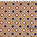 Orange Navy Blue Ikat Patterned Curtain Fabric