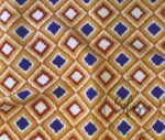 Orange Navy Blue Ikat Patterned Curtain Fabric - Image 3