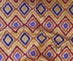 Orange Navy Blue Ikat Patterned Curtain Fabric - Image 3