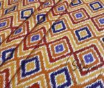 Orange Navy Blue Ikat Patterned Curtain Fabric - Image 4
